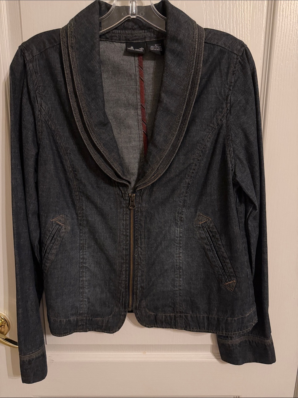 Navy Denim Zip-Front Women's Jacket